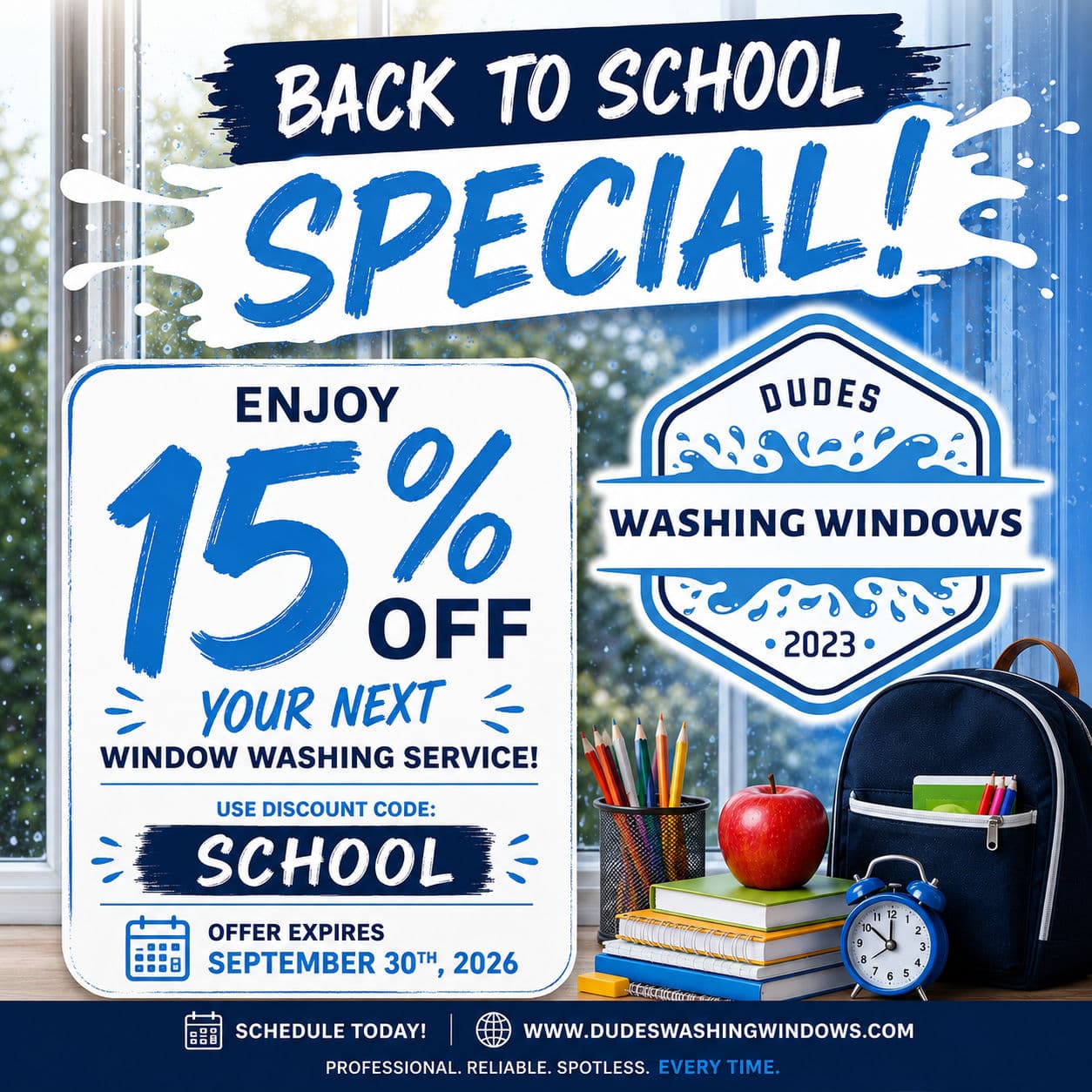 Dudes Washing Windows Is Running a Back-to-School Window Cleaning Special image